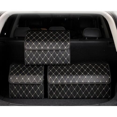 Storage Bag PU Leather Trunk Organizer Box Storage Folding Can Be Use On Car Trunk Stowing Tidying &Household Storage Appliances