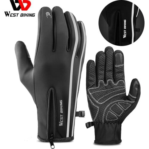WEST BIKING Thermal Winter Cycling Gloves Touchscreen Windproof Bike Gloves For Men Running Skiing Climbing Mitten Sport Gloves