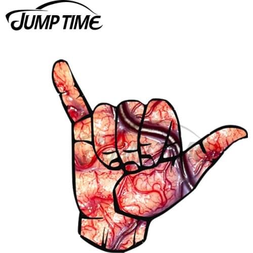 Jump Time 13 x 10.2cm For Hang Loose Brain Car Stickers Cartoon Motorcycle Refrigerator Decal Windshield Waterproof Graphics