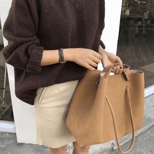 LUCDO Vintage Nubuck Leather womens handbags large capacity Scrub messenger bag Female Top-Handle Shoulder Bag