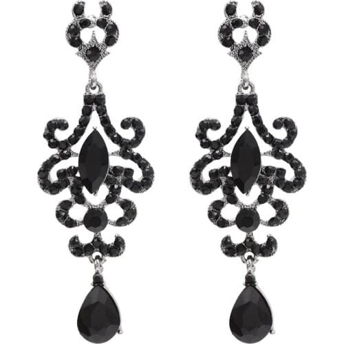 Baroque Style Vintage Statement Jewelry Bridal Crystal Rhinestone Long Tassel Earrings for Women orecchini Party Birthday Gift