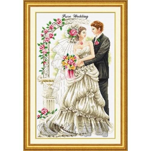 Gold Collection Counted Cross Stitch Kit Pure Wedding Bride and Groom Marriage Happiness