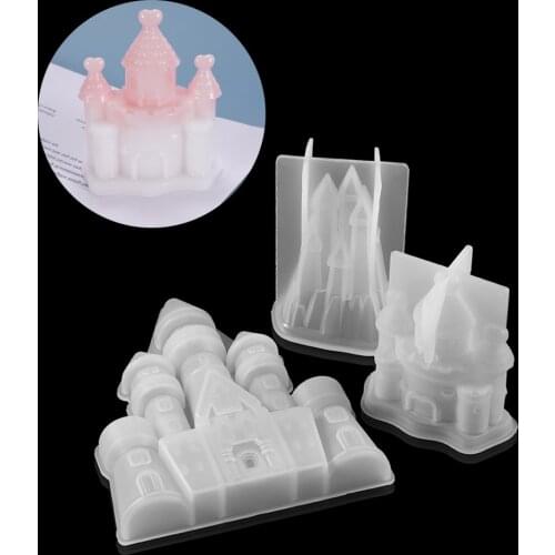 1set Princess Castle Epoxy Resin Molds Villa UV Resin Molds Silicone Christmas House Epoxy Moulds For Diy Jewelry Making Finding