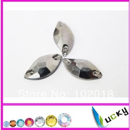 2014 New!Freeshipping 112pcs 10*20mm sew on rhinestones number 3073# Hematite strass crystal beads Mermaid shape for sewing