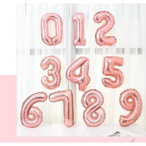 32/40inch New Number Aluminum Foil Balloons Silver Rose Gold Number Balloon Balloon Child Adult Birthday Decor Party Supplies