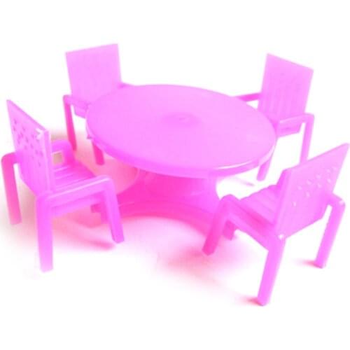 5Pcs/set 1/12 Scale Dollhouse Miniature Rose Dining Chair Table Furniture Set Kitchen Food Doll House Accessories Toys
