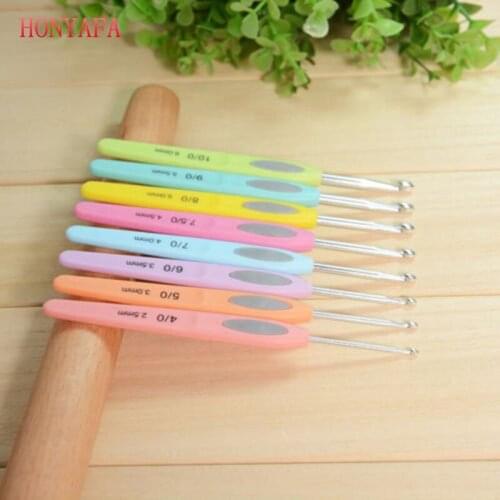 8 Sizes Soft Handle Multicolor Crochet Knitting Wool Crochet Hooks Tool Kit Sweater Knitted Needles Tools for Knit 2.5mm-6.0mm