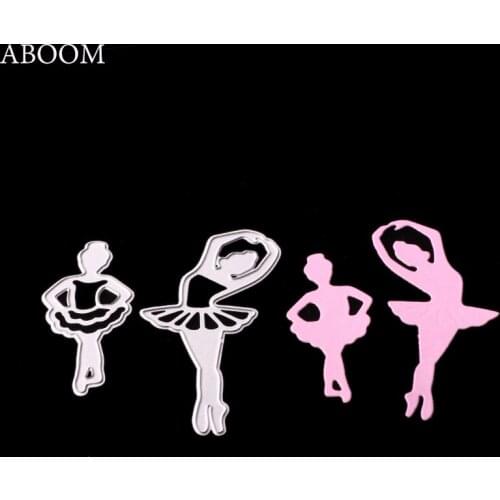 ABOOM New 2PCS Beautiful Dancing Girls Cutting Dies Stencils Scrapbook Album Embossing Paper Card DIY Craft Decorative Die Cut