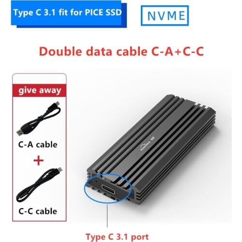 BlueendlessSSD Enclosure PCIE NVMe M.2 ssd case Hard Drive Disk cases with heat dissipation rack type c 3.1 high speed Case