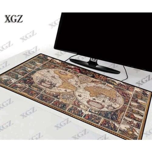 XGZOld World Map Large Gaming Mouse Pad Lock Edge Mat Keyboard Desk Table Gamer pad for Laptop Notebook
