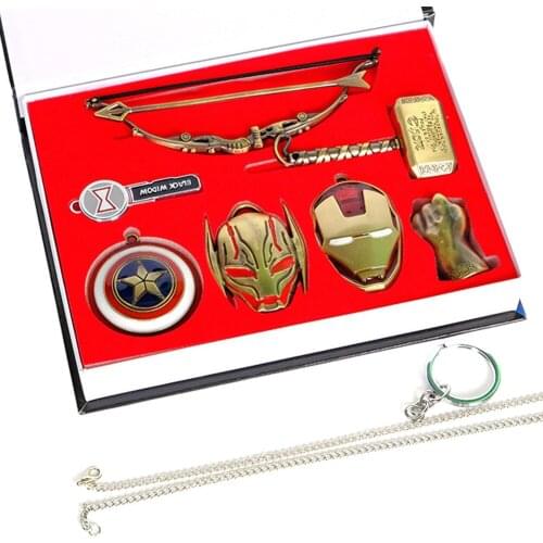Xcoser Endgame Keychain 7/8 Pcs Necklace Collection Set Jewelry Cosplay Accessory Fashion Costumes Props