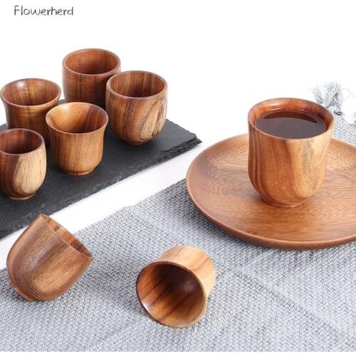 Japanese Style Sake Cup Hotel Acacia Wood Cup Retro Tea Insulated Tea Cup Cute Coffee Mugs and Cups Tableware Eco Friendly