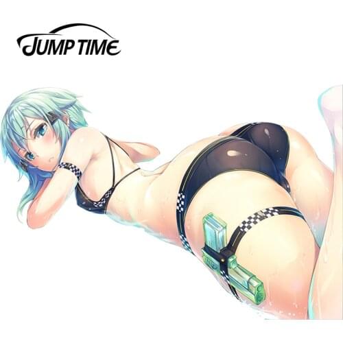 JumpTime 13cm x 8.9cm Hot Girl Sinon Anime Sword Art Online 3D Sticker Car Decal Waterproof Hood Protective Film