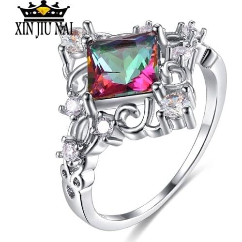 New Square Zircon Rings For Women Female 925 silver Finger Ring Women Jewelry Wedding Promise Ring For Ladies Gift