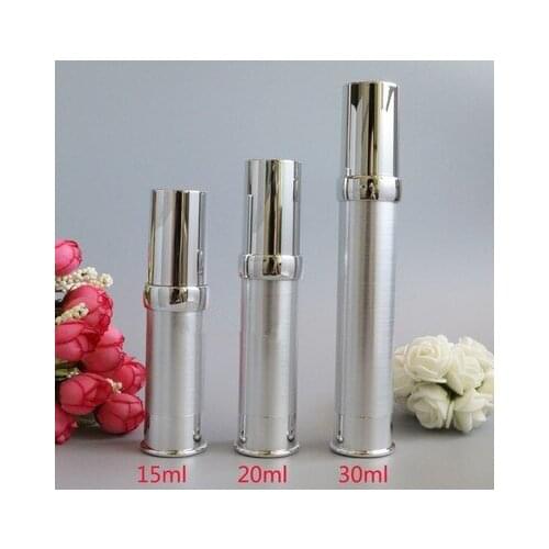 Makeup Beauty 15ml 20ml 30ml Empty Airless Vacuum Plastic Bottles Gold Silver Cosmetic Travel Liquid Refillable Bottles 10pcs
