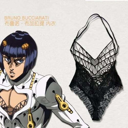 JOJO 5 Anime JoJos Bizarre Adventure Golden Wind Bruno Bucciarati Cosplay Costume Lingerie Lace Inner Jumpsuits Party Plus Size