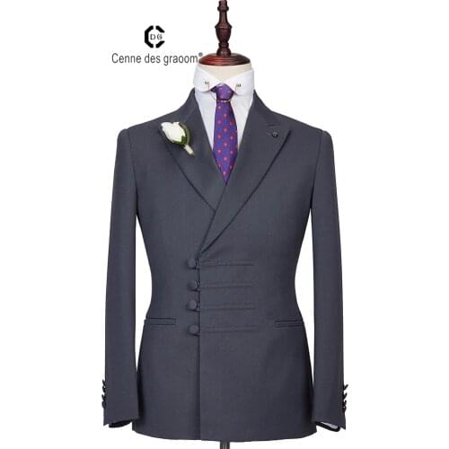 Cenne Des Graoom New Men Suit Jacket+Pants Latest Designs Double Breasted Two Pieces Slim Fit Wedding Casual Groom DG-96-8