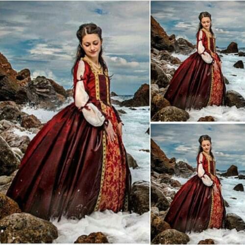 History customer-made RED Renaissance Dress Vintage Costumes Victorian Dress 1860s Civil War dress Gothic Halloween Dress C-424