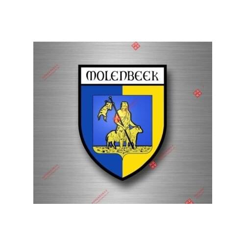 Hot Sell Personality Sticker Decal Souvenir Car Coat Arms Shield City Travel Molenbeek Belgium Car Decal Decoration Laptop