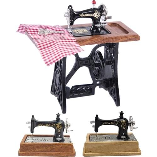 1/12 Scale Dollhouse Mini Vintage Sewing Machine Miniatures Furniture Decor