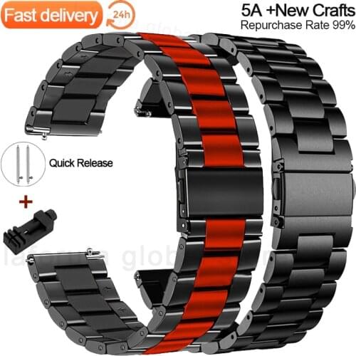 22mm 20mm Metal Stainless Steel Strap for Samsung Galaxy Watch 3 Band for Huawei Watch GT 2 46mm 42mm Gear S3 Wrist Watchband