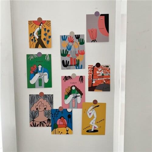 9pcs Cute Korean Decorative Card Set Photo Props Postcard Diy Room Wall Scrapbook Diary Colour Kawaii Stationery