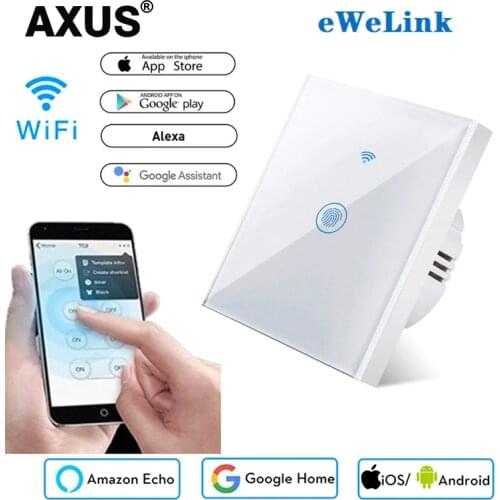 AXUS Luxury Wall Touch Switch EU Standard 1 Gang 1 Way Ewelink Smart Support Alexa Google Home Assistant IFTTT For Android 220V