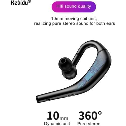 New Bluetooth 5.0 Headset Business Long Standby Waterproof 180°rotating Ear Hook Single in-ear Earphone Music Sports Headset