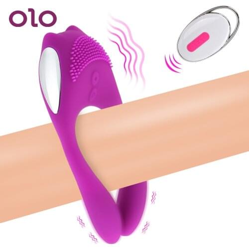 OLO 12 Speed Vibrating Penis Ring Cock Ring Dual Vibration Erotic Delay Ejaculation Sex Toys for Men