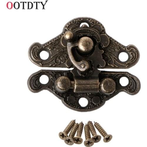 OOTDTY Vintage Zinc Alloy Latch Hasp Pad Chest Lock Plate For Wood Jewelry Box Cabinet