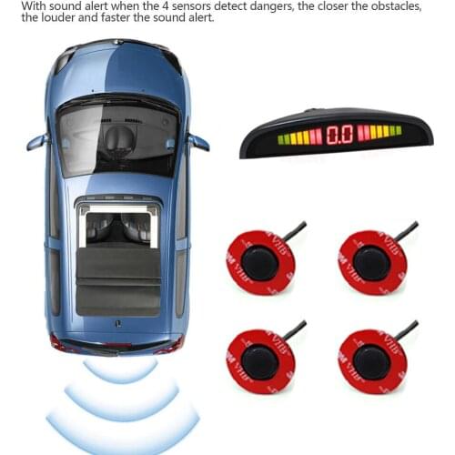Parktronic sensor LED monitor parking alarm security reverse aid detectors with 4 round flat OEM sensor to detector blind spot