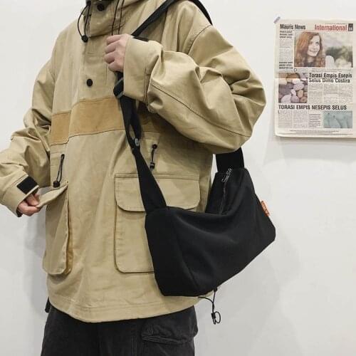 Casual Black Shoulder Bag For Men Unisex Nylon Waterproof Crossbody Pouch Travel Messenger Bags High-Capacity Short Travel Bag