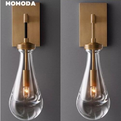 Industrial LED Wall Lamps American Style Rain Drop Glass Metal Wall Decoration Bedroom Living Room Corridor Indoor Lighting