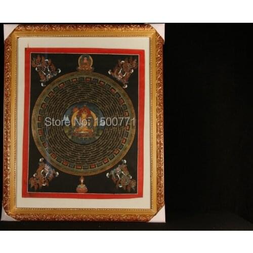 Spot Tibetan monks painted mandala wheel when Mandala Thangka painting Manjushri 45 * 35