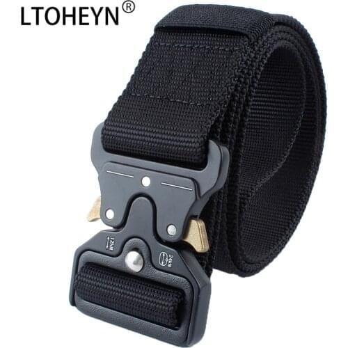 LTOHEYN 4.3cm Width Mens Belt 100% Nylon Tactical Pants Belt Metal Buckle Outdoor Training Military Belt Can Be Printed LOGO