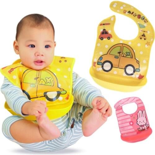 Removable EVA Infant Eating Bib Sleeveless 0-5T Kids Apron Bandana Bibs Cute Cartoon Bib Waterproof Baby Self Feeding Bib