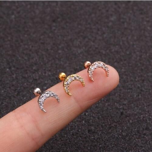 Moon Star Cartilage Tragus Barbell Ear Ring Bar Stud Body Piercing Jewellery