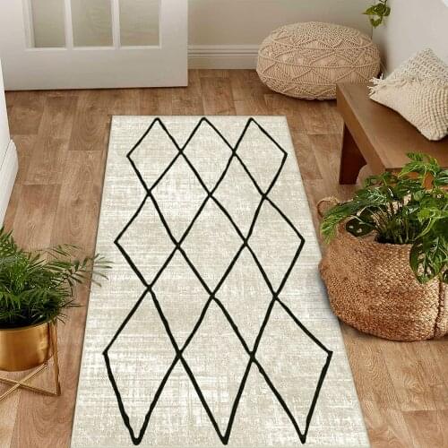 White color black shapes patterned modern carpet ethnic rug free shipping soft textured carpet