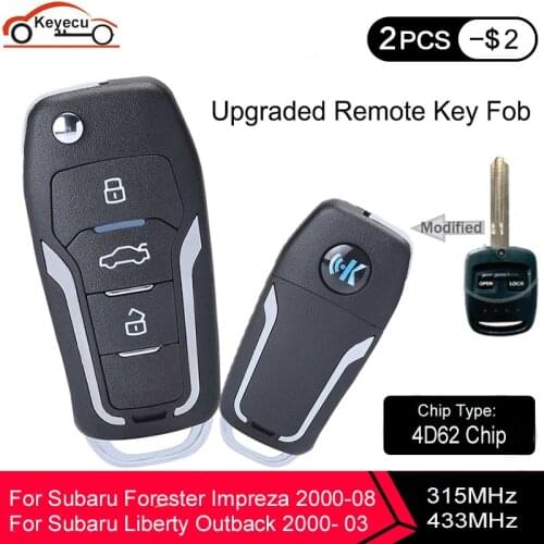 Keyecu Upgraded Flip Remote Key 315mhz or 433mhz 4D62 Chip for Subaru Forester Liberty Outback Impreza 2000 2001 2002 2003-2008