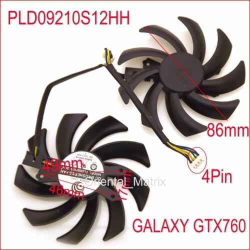 2pcs/lot PLD09210S12HH 12V 0.40A 86mm Cooler Fan For GALAXY GTX760 Graphics Card Cooling Fan 4Pin