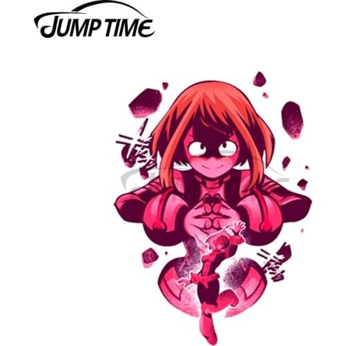 Jump Time 13 x7.6cm For Hero Uravity Ochako Uraraka Waterproof Car Sticker Graffiti Decal Occlusion Scratch Vinyl Material Decor