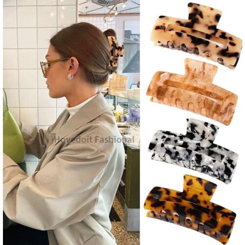 Korean Geometric Acetate Hair Claws Big Size Square Hair Crabs Clip Leopard Grain Hair Clamps for Women Fashion Hair Accessories