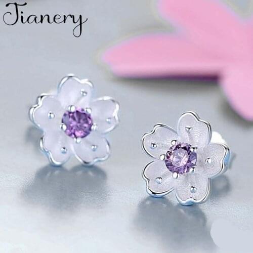 JIANERY New Arrivals Silver Color Cherry Blossoms Flower Earrings For Women Fashion Jewelry pendientes Brincos