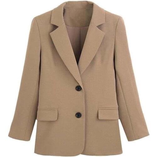 Spring Autumn New Blazer Jacket Women Casual Pockets Long Sleeve Jacket Work Suit Coat Office Lady Solid Slim Fashion Blazers