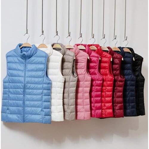 Spring Autumn Women White Duck Down Vest Coat Ultra Light Down Parka Female Sleeveless Waistcoat Plus Size 3XL