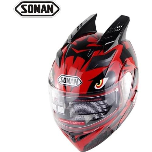 Winter Men And Women Racing Off-Road Motorcycle DOT ECE Motocross Dirt Bike Full Face Helmet Demon Horn Moto Casco Vintage
