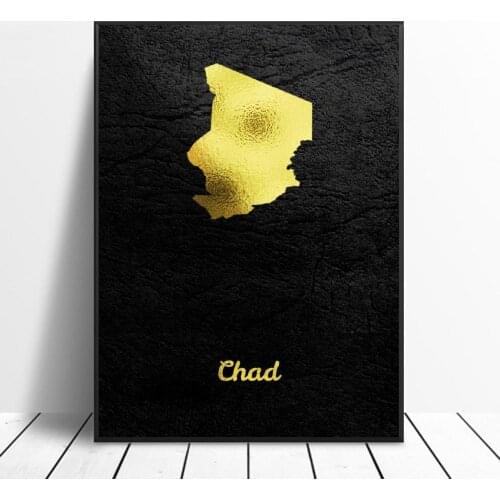 Golden Map Art Chad Canada Canvas Painting Wall Art Print Modern Poster Wall Pictures For Living Room Decor