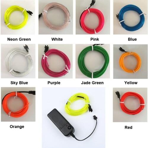 1m/3m/5M 3V EL Wire 10 colors Rope tape Cable Strip LED Neon Lights Shoes Clothing Car waterproof led strip Flexible Neon Light