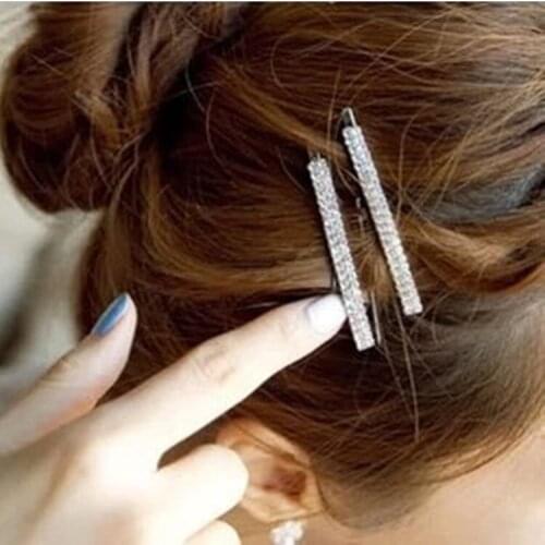 1 Pair Fashion Women Shinning Crystal Rhinestone Hairpin Hair Clip Headdress Edge Clamp Hair Accessories Hair Clips for Women