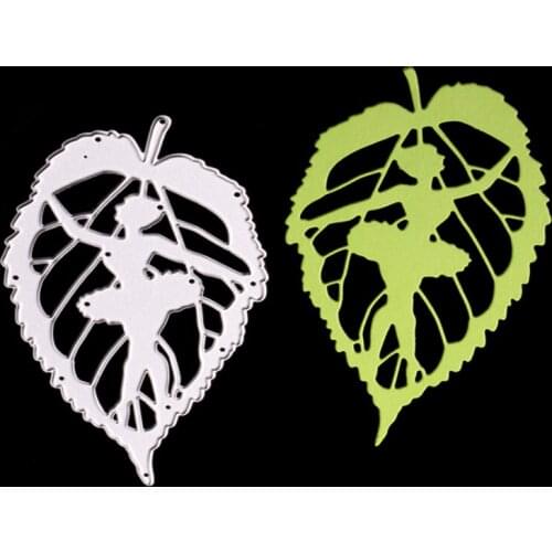 1Pc Cute Leaf 3D Girl DIY Metal Cutting Dies and Scrapbooking for Paper Making Supplies Embossing Leaves Fairy Frame Card Die
